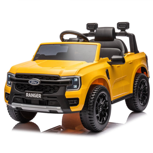 12V Ford Ranger Kids Electric Ride On SUV W/ Remote Control - Yellow