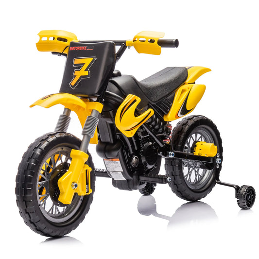 12V Kids Electric Ride On Dirt Bike - Yellow