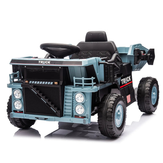 12V Tough Dump Truck Kids Electric Ride On W/ Remote Control - Blue