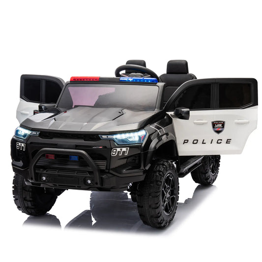 24V Police Kids Electric Ride On SUV W/ Remote Control - Black