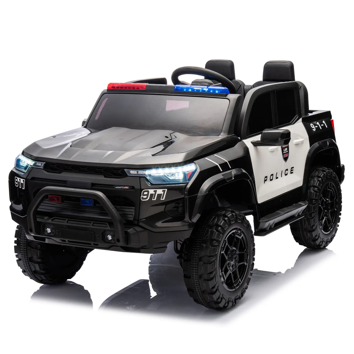 24V Police Kids Electric Ride On SUV W/ Remote Control - Black