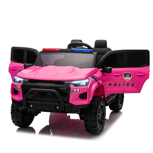 24V Police Kids Electric Ride On SUV W/ Remote Control - Pink