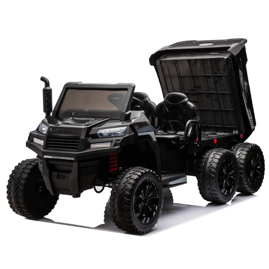 24V XXL Tough Truck Dump Bed Kids Electric Ride On UTV W/ RC - Black