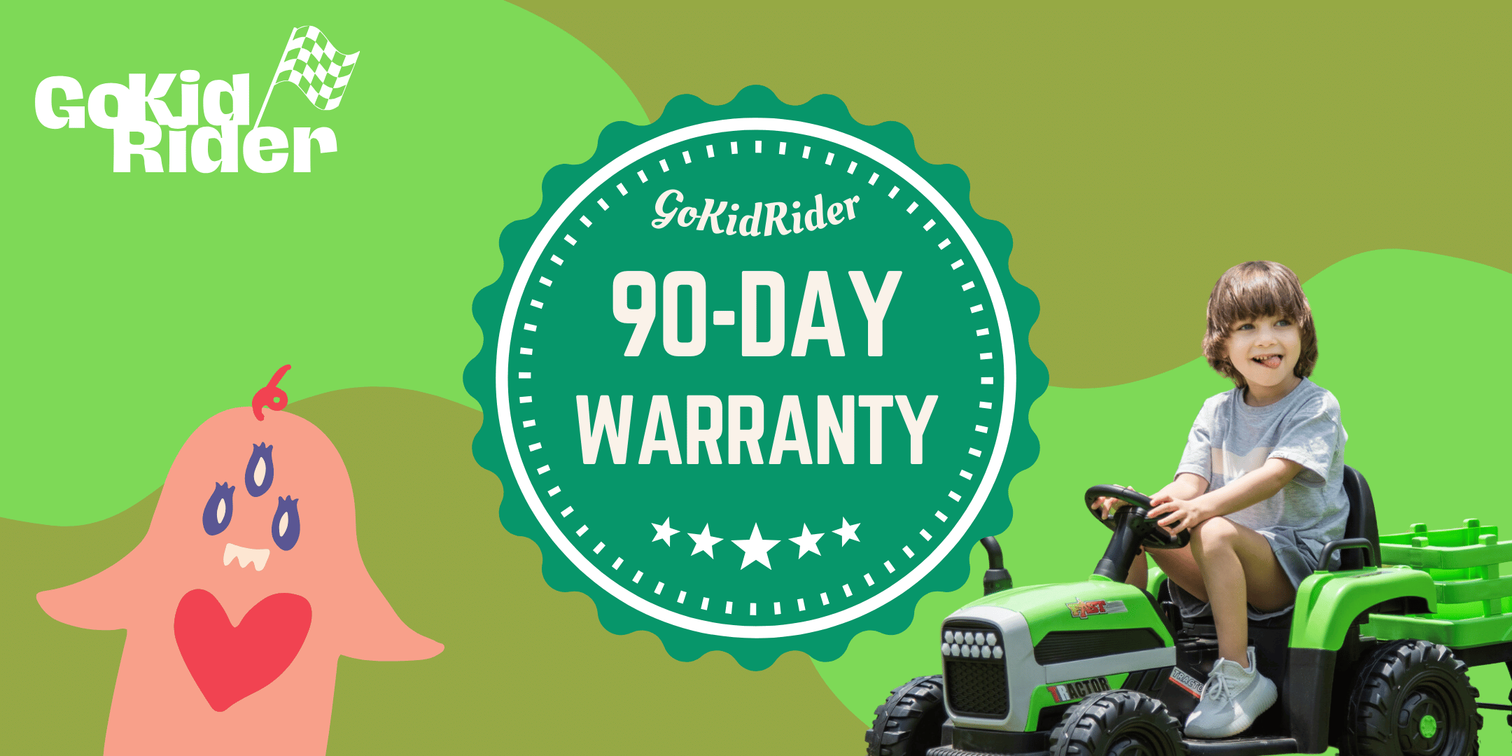 gokidrider web main page 90 day warranty banner